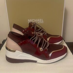 Michael Michael Kors Liv Trainer Canvas Sneakers in Oxblood - Size 10M